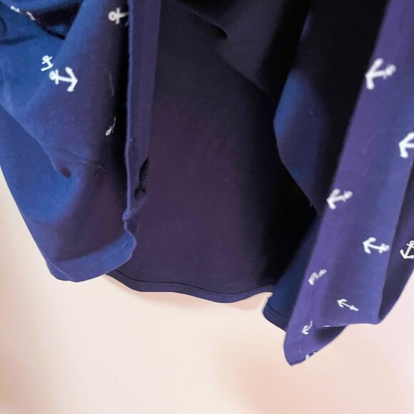 NAUTICAL sleeveless summer soft textured flared navy top MADE IN USA Sz XL - Picture 5 of 6